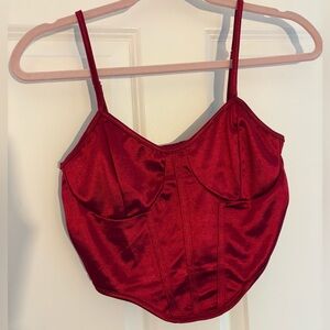 SHEIN Red Satin Crop Top